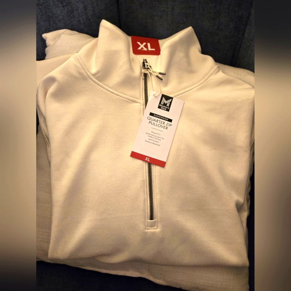 Women's White Quarter-Zip Pullover Sweater
